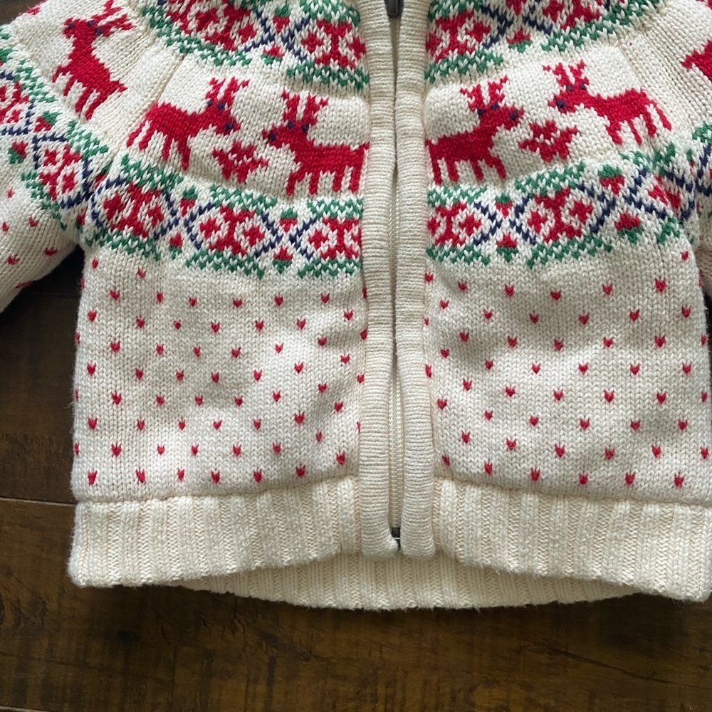 Hanna Anderson Holiday Christmas Hooded lined Jacket Fair Isle - Picture 5 of 9